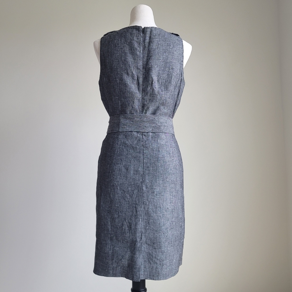 Banana Republic Sheath Dress Gray Linen Sleeveless Career Women, Size 8 - Picture 13 of 13